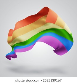 Rainbow,vector 3d flag with waves on a white background