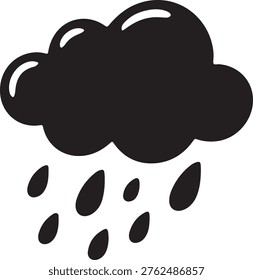 Raincloud Doodle Vector with Raindrops in Minimal Hand-Drawn Style