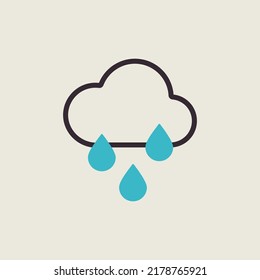 Raincloud with raindrops vector icon. Meteorology sign. Graph symbol for travel, tourism and weather web site and apps design, logo, app, UI