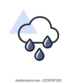 Regenwolke mit Regentropfen Vektorsymbol. Meteorologie-Zeichen. Graph-Symbol für Reise-, Tourismus- und Wetterwebsite und Apps-Design, Logo, App, UI