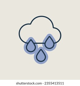 Icono vectorial Raincloud con gotas de lluvia. Signo de meteorología. Símbolo gráfico para viajes, turismo y meteorología sitio web y diseño de aplicaciones, logotipo, aplicación, interfaz de usuario