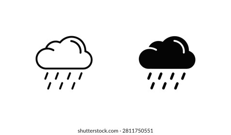 Raincloud Silhouette With Droplets Black And White Line Art Silhouette