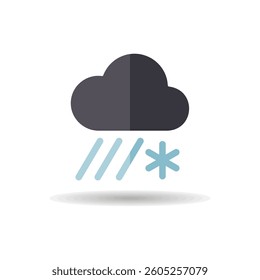 Raincloud with snow vector icon. Meteorology sign. Graph symbol for travel, tourism and weather web site and apps design, logo, app, UI