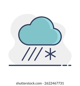 Nube de lluvia con icono de Vector de nieve. Signo de meteorología. Símbolo de gráfico para viajes, turismo y Clima Sitio web y diseño de App, logotipo, App, UI