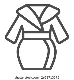 Raincoat with belt line icon, autumn clothing concept. Vector graphics. Rain coat for women, clothes sign on white background, outline style icon for mobile or web design