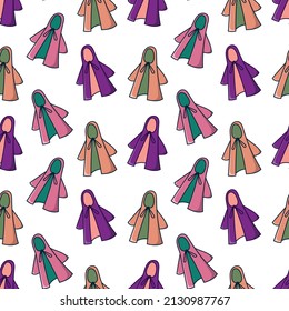 Raincoat Doodle Seamless Pattern Colored Vector. Hand drawn, comic, outline.