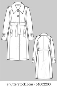 Raincoat female with a collar and pockets