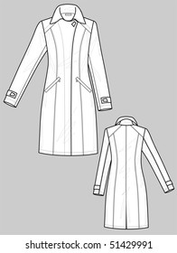 Raincoat female with a collar and pockets