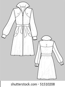 Raincoat female with a collar and pockets