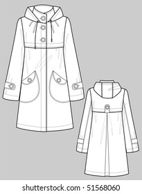 Raincoat female with a collar and pockets
