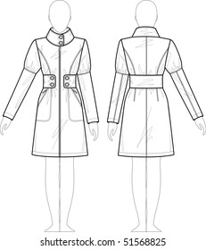 Raincoat female with a collar and pockets