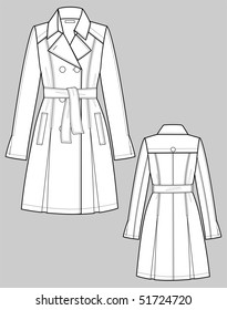 Raincoat female with a collar and pockets