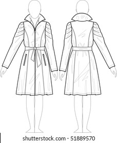 Raincoat female with a collar and pockets