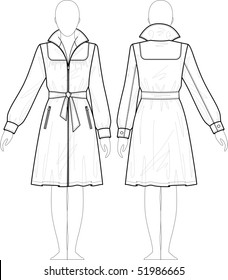 Raincoat female with a collar and pockets