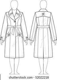 Raincoat female with a collar and pockets