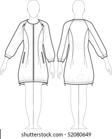 Raincoat female with a collar and pockets