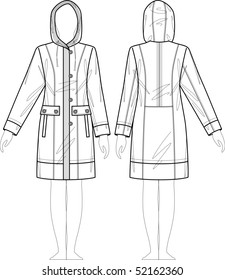 Raincoat female with a collar and pockets
