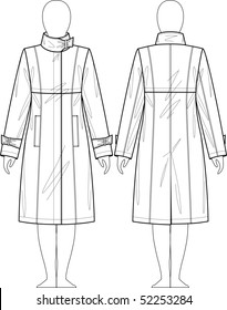 Raincoat female with a collar and pockets
