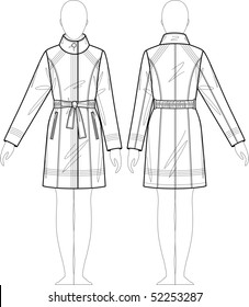 Raincoat female with a collar and pockets