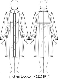 Raincoat female with a collar and pockets