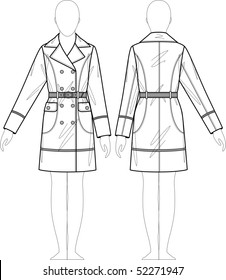 Raincoat female with a collar and pockets