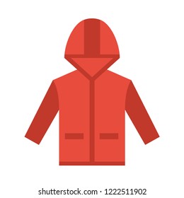 Raincoat flat icon. You can be used raincoat icon for several purposes like: websites, UI, UX, print templates, presentation templates, promotional materials, info-graphics, web and mobile phone apps.