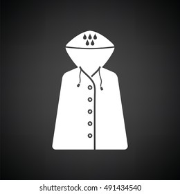 Raincoat icon. Black background with white. Vector illustration.