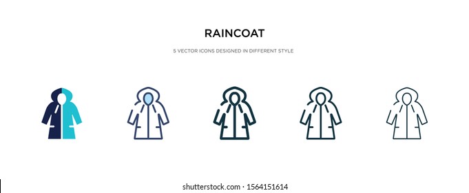 raincoat icon in different style vector illustration. two colored and black raincoat vector icons designed in filled, outline, line and stroke style can be used for web, mobile, ui