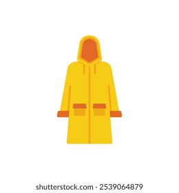 Ícone Raincoat. Ilustração Doodle de jaqueta impermeável amarela, outono, estação chuvosa, roupa de trabalho de pescador