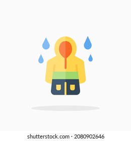 Raincoat icon. Flat Color style.