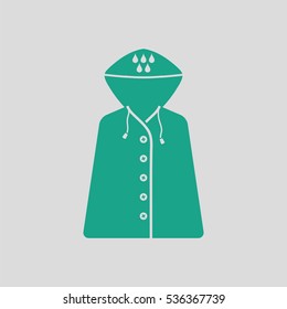 Raincoat icon. Gray background with green. Vector illustration.