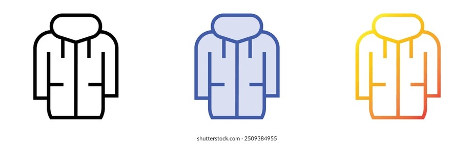 raincoat icon. Linear, Blue Fill and Gradient Style Design Isolated On White Background