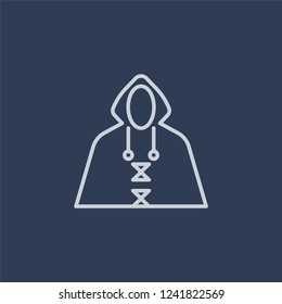 Raincoat icon. Raincoat linear design concept from Camping collection. Simple element vector illustration on dark blue background.