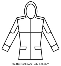 A raincoat icon in outline and vector format.