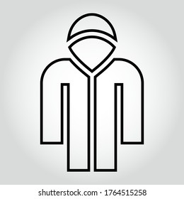 Raincoat icon, outline vector sign, linear style pictogram isolated on white. Symbol, logo illustration. Editable stroke. Eps10 vector illustration.
