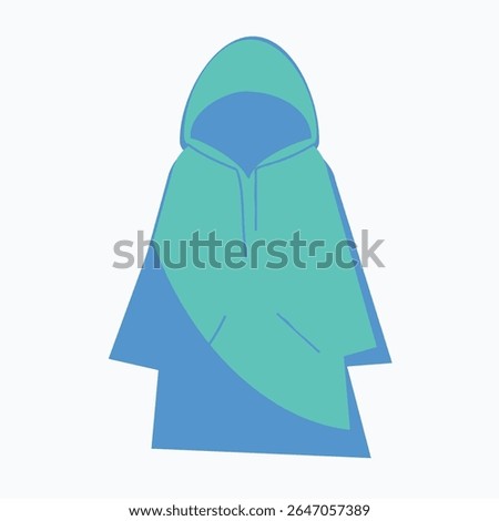 Raincoat icon. Waterproof blue jacket symbol, rubber rain coat, autumn plastic clothes silhouette, safety poncho pictogram on white background