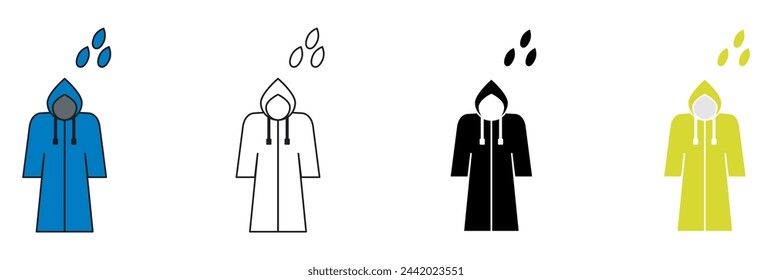 Raincoat and icons for the rainy season