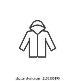 Raincoat line icon. linear style sign for mobile concept and web design. Rain protection coat outline vector icon. Symbol, logo illustration. Vector graphics