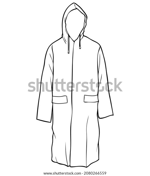 Raincoat Line Vector Illustrationisolated On White Stock Vector ...