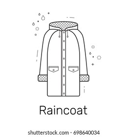 Raincoat  linear design vector illustration isolated on white background. 