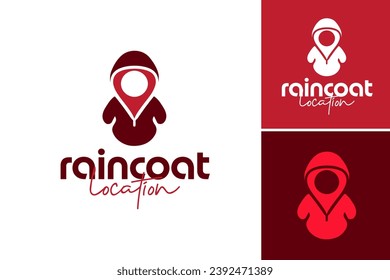 Raincoat Location logo design is a design asset suitable for a business or establishment associated with rainy weather or cat-related themes.