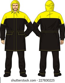 Raincoat for the man with the yellow coquette