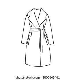 Raincoat. Monochrome sketch, hand drawing. Black outline on white background. Vector illustration. raincoat, vector sketch illustration