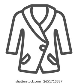 Raincoat with pockets and sleeves line icon, autumn clothing concept. Vector graphics. Jacket for men, clothes sign on white background, outline style icon for mobile or web design