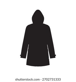 Diseño plano de la ilustración del Vector de la silueta del impermeable sobre fondo blanco