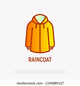 Raincoat thin line icon. Modern vector illustration of waterproof clothing.