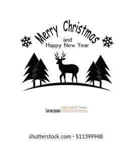 raindeer icon with merry christmas and happy new year.christmas concept..vector illustration.