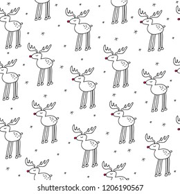 Raindeer seamless pattern. Ideal for christmas prints. Textile, gift wrapping paper etc.