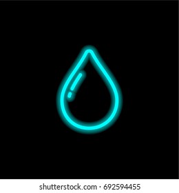 Raindrop blue glowing neon ui ux icon. Glowing sign logo vector