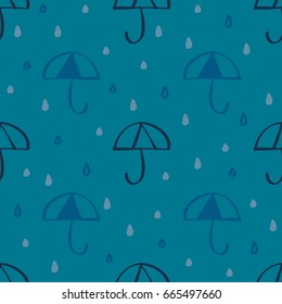raindrop with blue umbrella symbol pattern background